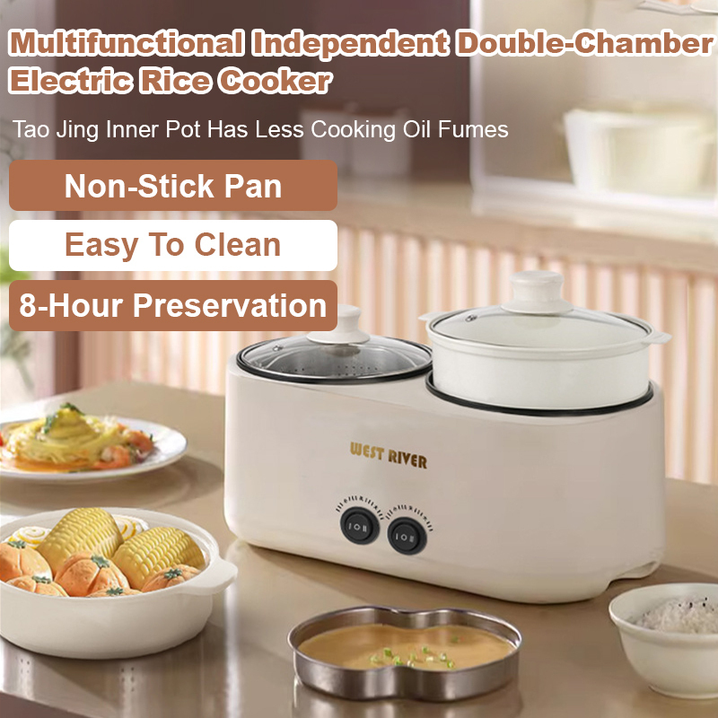 Home Cooking Services - 家庭用電気フライパン 多機能ダブルポット ノンスティック調理器 ホットポット 家庭料理用 キッチン家電
