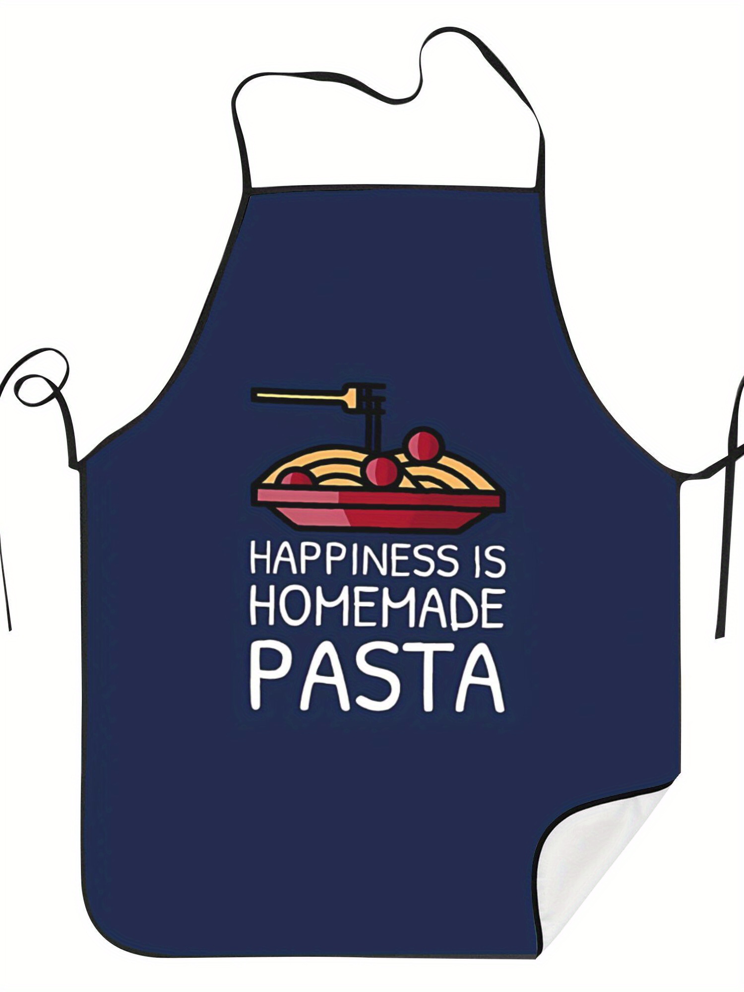 Home Made Cooking Quotes - [ホームリラクゼーション] ヴィンテージ風自家製パスタ幸福の言葉エプロン - かわいいスパゲッティとトマトのプリント、調節可能なキッチン用エプロン