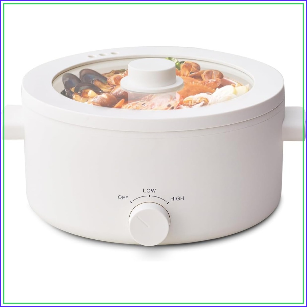 Hot Pot Portable Dual - 電気鍋、3Lポータブルポット、セラミックノンスティックコーティング付き、ステーキ、パスタ、ラーメン用デュアルパワー多機能調理器、急速加熱＆過熱保護機能付き