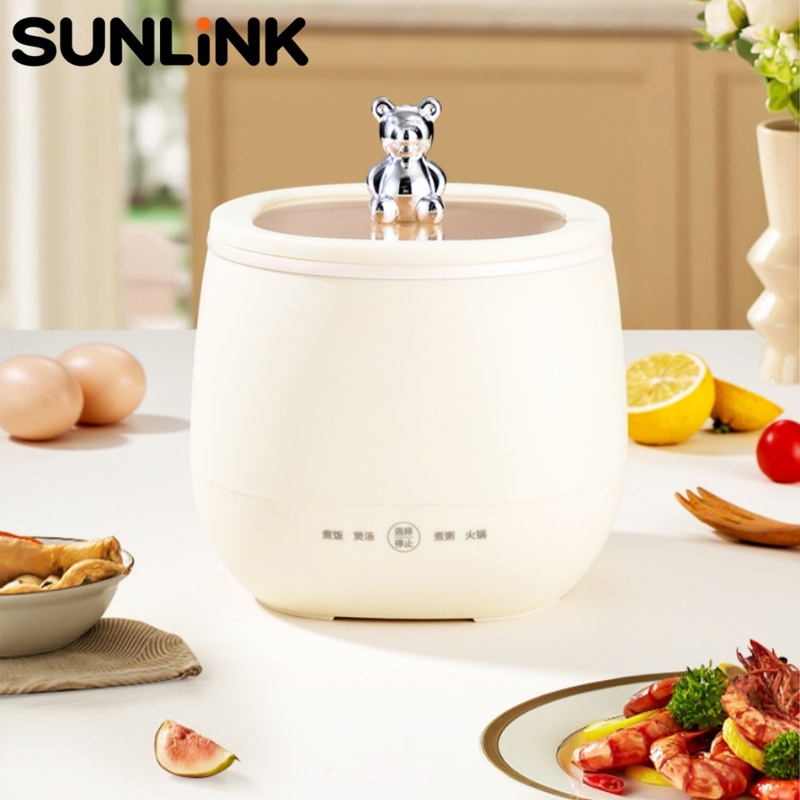 Hot Pot Portable Dual - 1pc 1.8L ミニ電気炊飯器ノンスティック鍋デュアル熱設定保温ポータブル炊飯器寮家庭旅行用