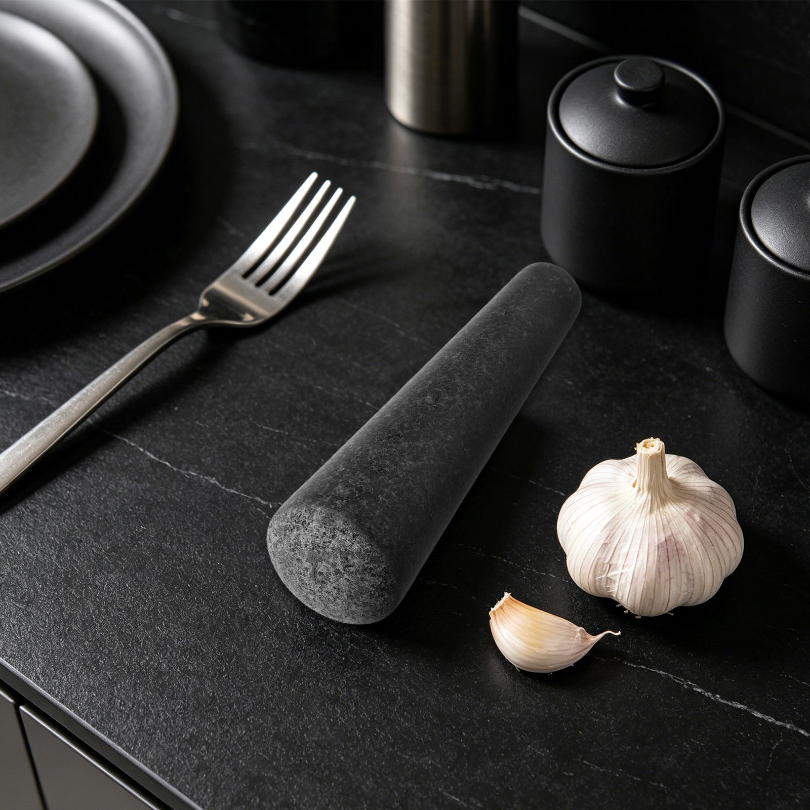 Mortar Pestle Granite - 石臼と石すり石、スパイス用花崗岩、ニンニク・ナッツ粉砕機、ペッパー・ナッツ用重石すり石