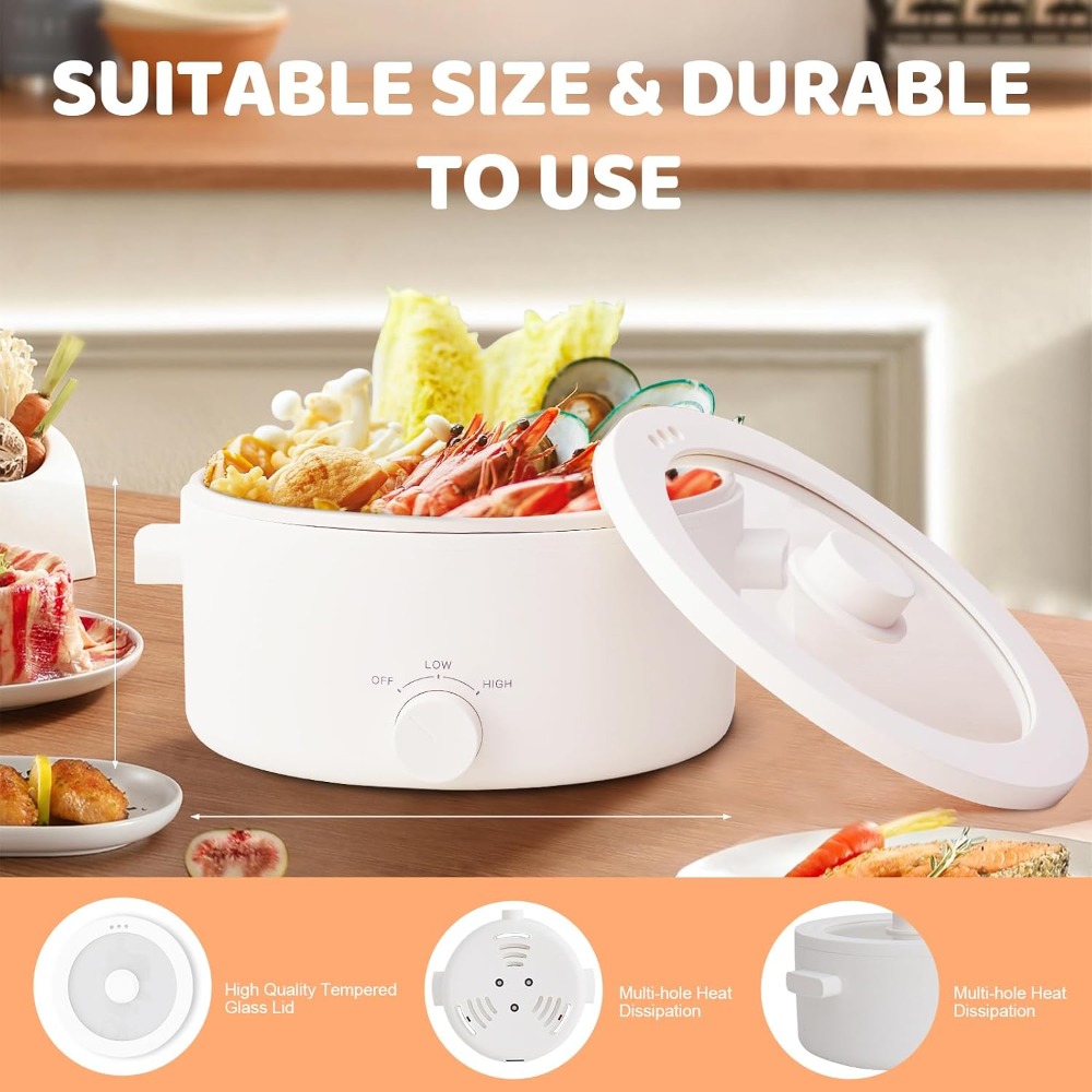 電気鍋、3Lポータブルポット、セラミックノンスティックコーテ - Hot Pot Portable Dual のレビューと価格