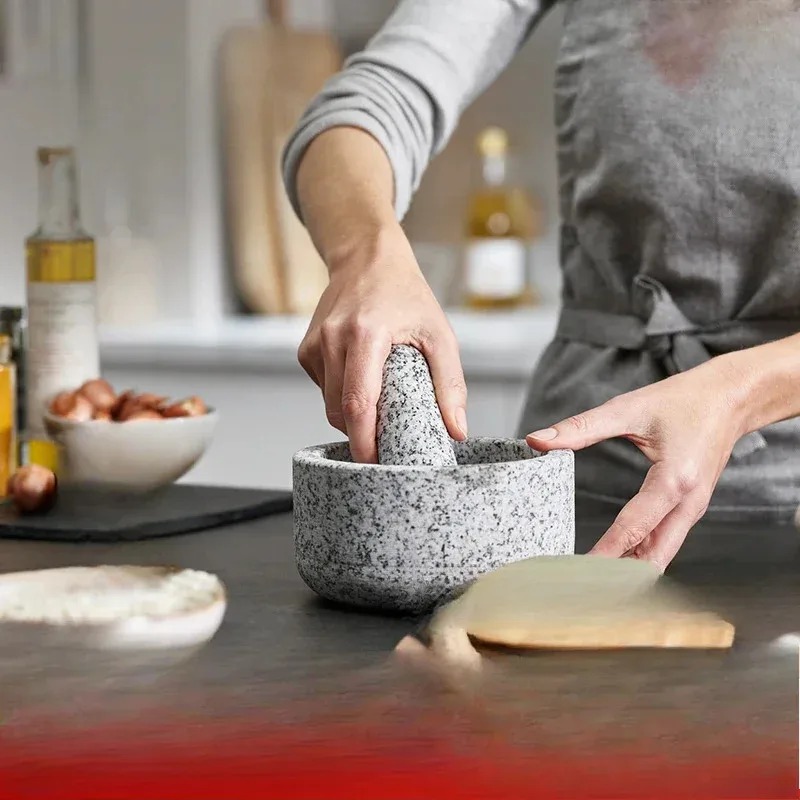 ニンニクつぶし器 竹製カバー 花崗岩製乳鉢 石臼 ラジウム製 - Mortar Pestle Granite のレビューと価格