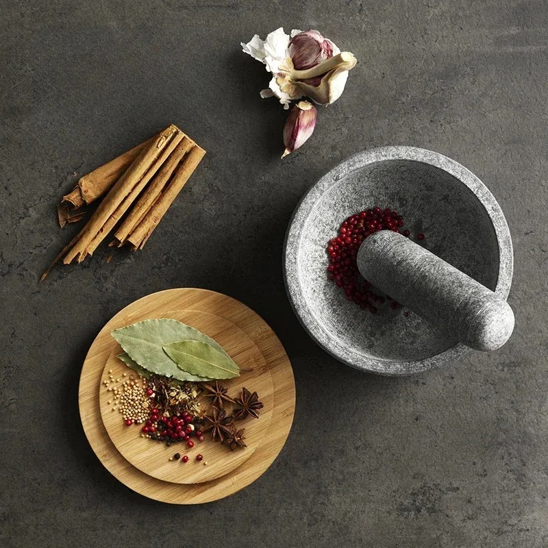 ニンニクつぶし器 竹製カバー 花崗岩製乳鉢 石臼 ラジウム製 - Mortar Pestle Granite のレビューと価格