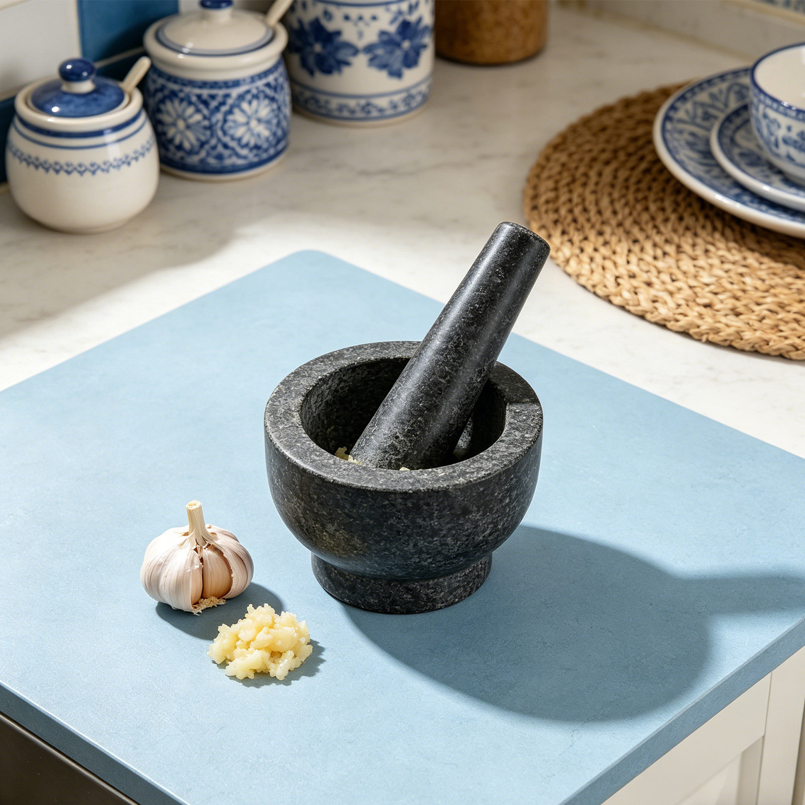 石臼と石すり石、スパイス用花崗岩、ニンニク・ナッツ粉砕機、ペ - Mortar Pestle Granite のレビューと価格